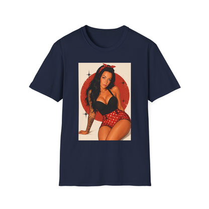 Retro Pinup T-Shirt - Vintage Red Bandana Pin-Up Girl Graphic Tee