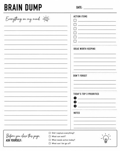 My Brain Has 47 Tabs Open: Brain Dump Notebook