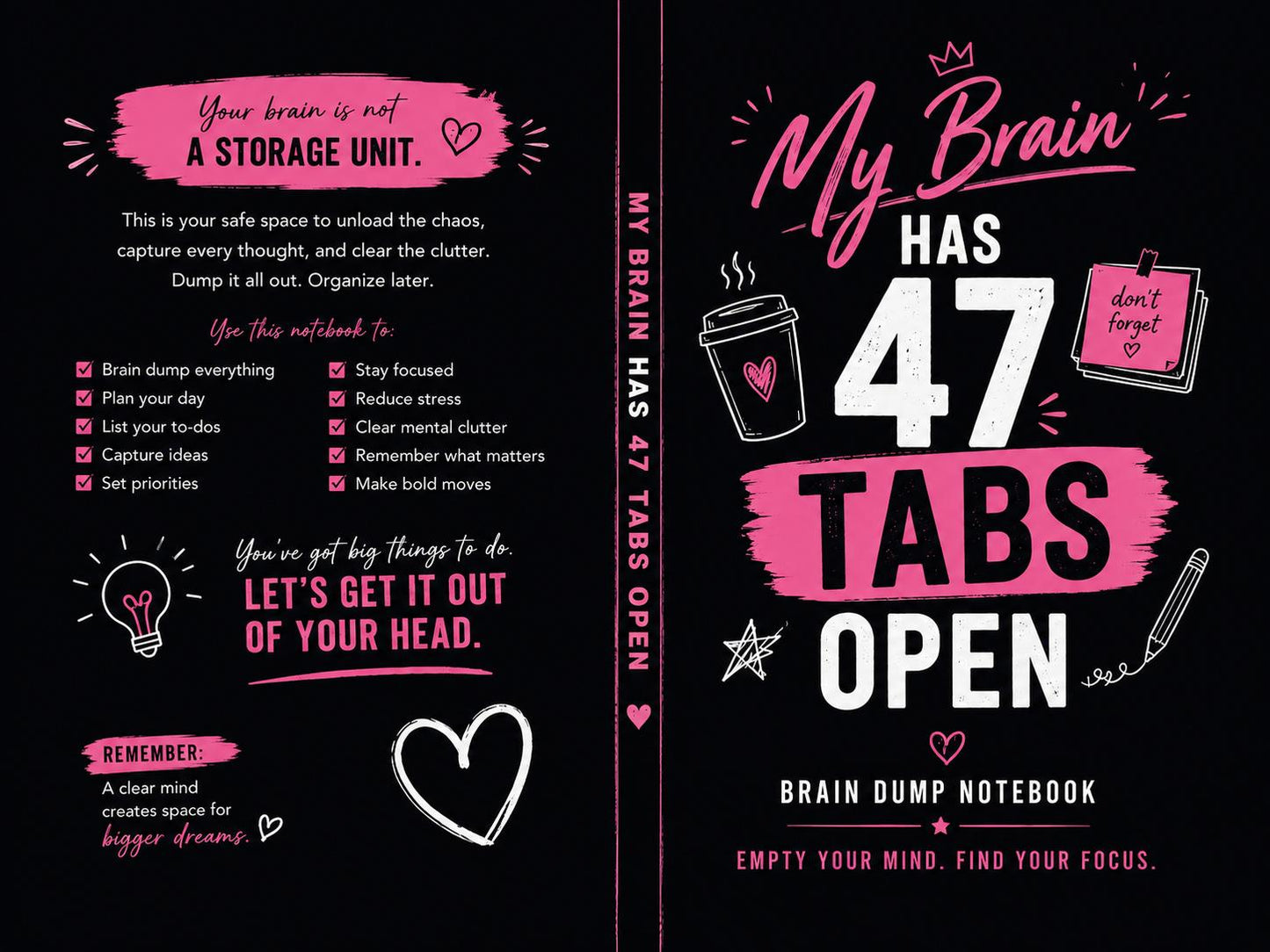 My Brain Has 47 Tabs Open: Brain Dump Notebook